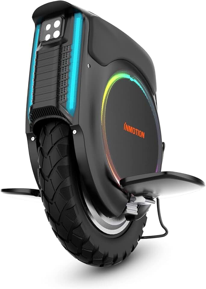 INMOTION Gyroroue Electrique V12, Adulte, Noir, Taille Unique EU, Moteur 2500W, Autonomie jusqu'à 160km, Vitesse bridée 25lm/h, Pneu Gonflable 16", Ecran Tactile, Haut-Parleurs