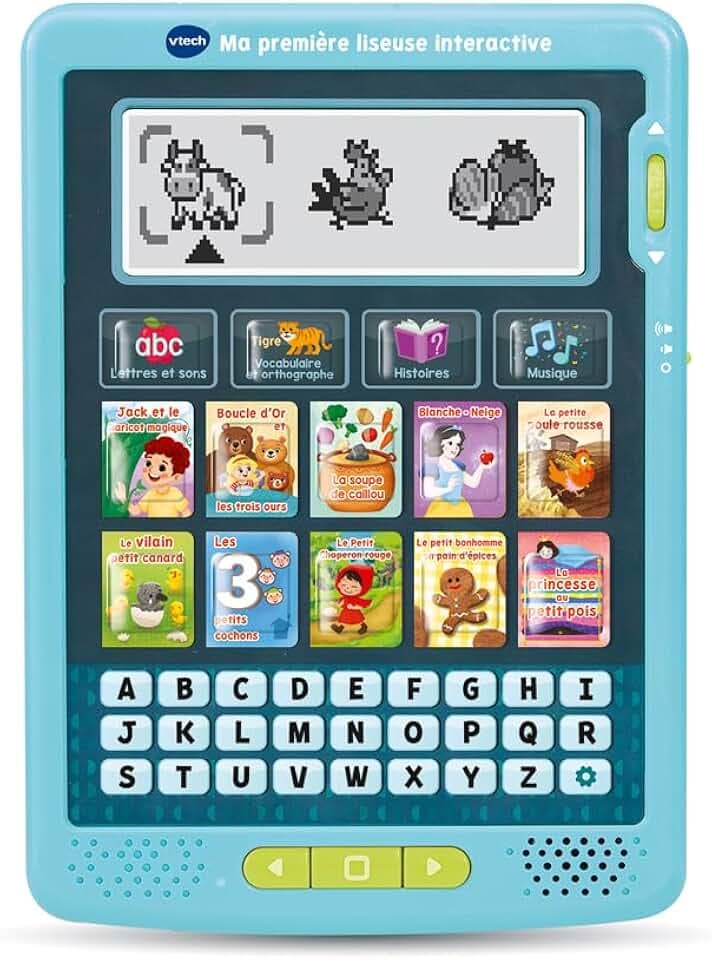 VTech - Ma Première Liseuse Interactive - Histoires à Lire et Écouter - Liseuse Enfant avec Écran Animé, Musique et Jeux Éducatifs - Jeu Lecture - Cadeau Enfant de 3 Ans à 7 Ans - Contenu en Français