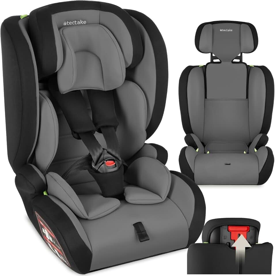 tectake® Siège auto bébé dès 15 mois de 76-150 cm Siege auto bebe max. 36 kg i-Size (ECE R129/03) avec Harnais 5 points, fixation sécurisée, réducteur de siège Voiture enfant Sécurité enfants