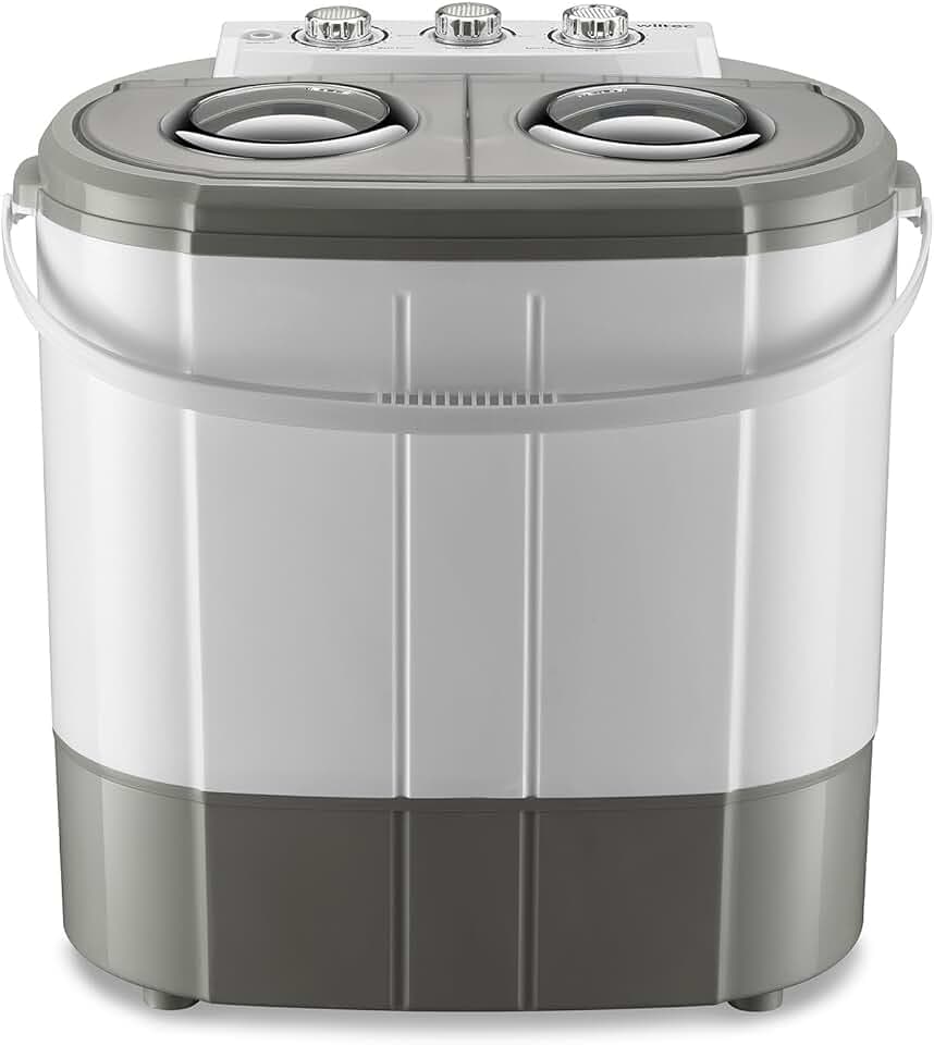 Wiltec Mini machine à laver et sèche-linge – 60 x 36 x 60 cm – Capacité de lavage de 3 kg/d’essorage de 2 kg – 230/135 W – Lave-linge robuste pour camping, voyage, déplacement