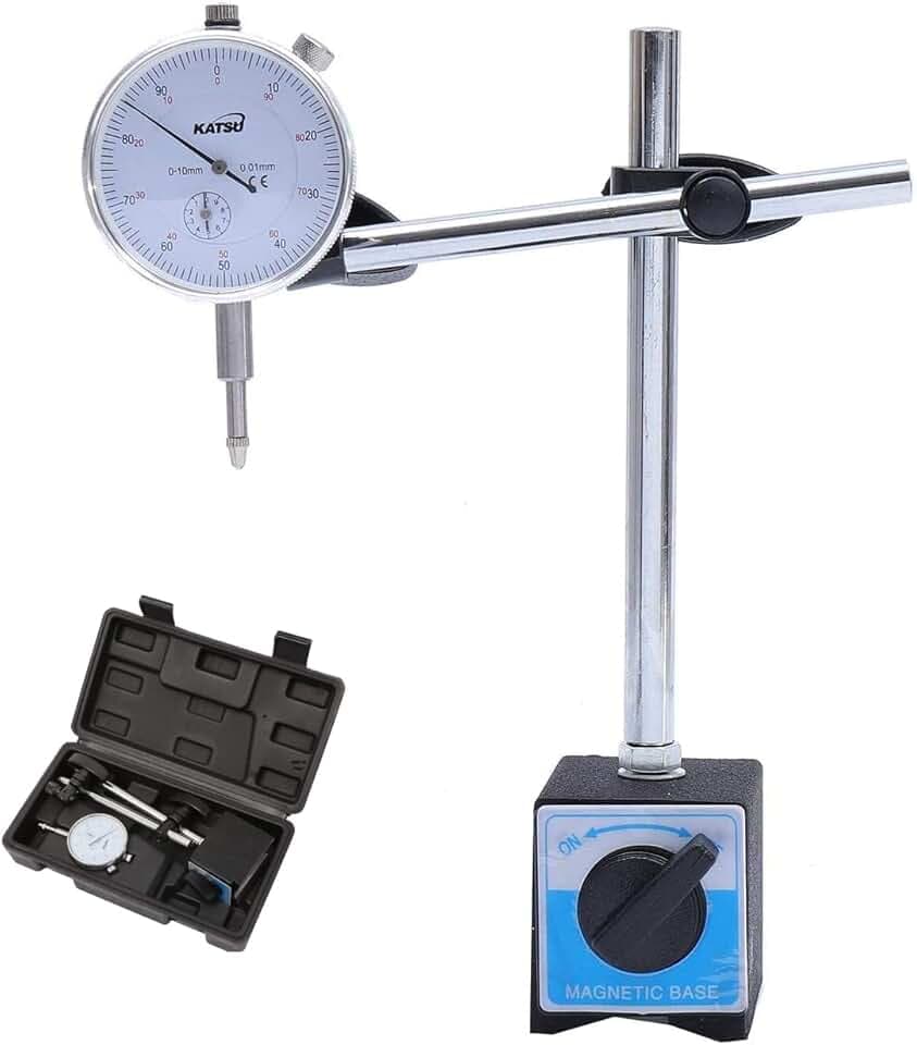 Indicateur de test de cadran KATSU Jauge DTI 0-10 mm avec base magnétique dans StorageCase
