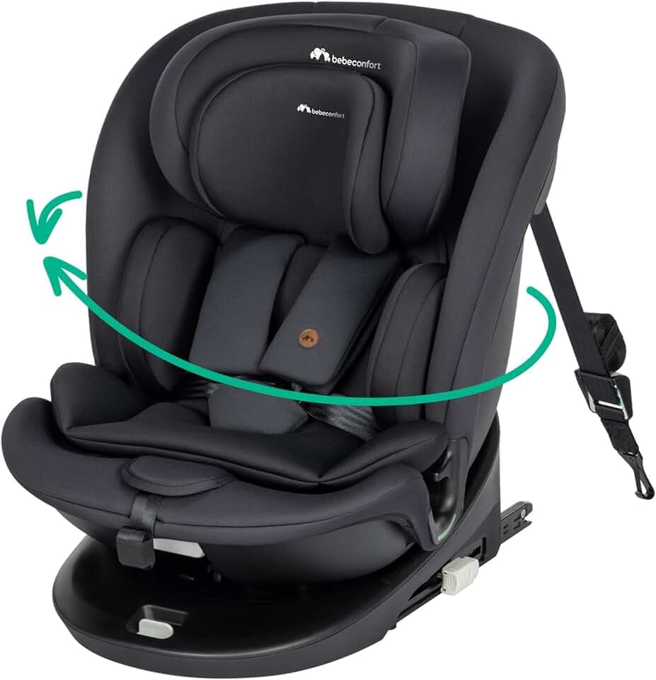 Bebeconfort RevolveFix 360 i-Size, Siège Auto Pivotant 360, 0-12 Ans, 40-150 cm, Siège Auto ISOFIX, Top Tether, Rotation 360, 6 Positions Inclinaison, 12 Positions Appui-tête, Full Black