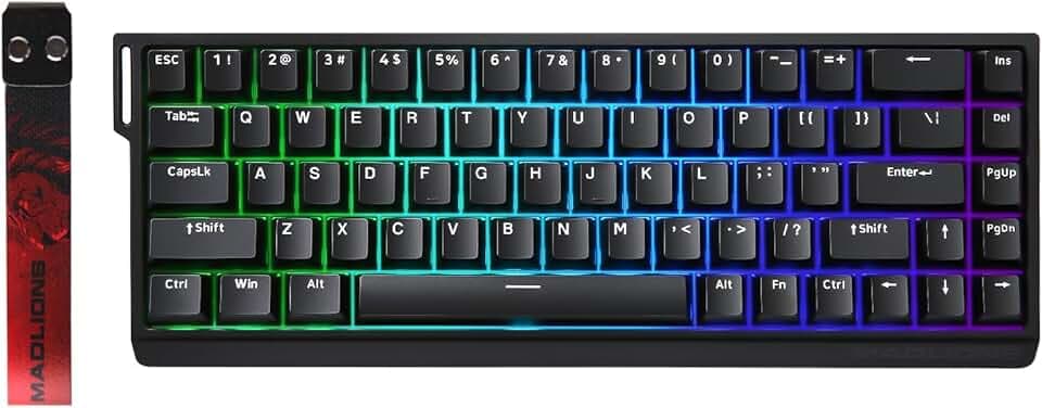 YUNZII MAD68 HE Clavier Mécanique Gaming, Clavier Filaire 60% avec Commutateurs Magnétiques à Effet Hall, Rapid Trigger 8000Hz, Hot Swap, RGB, Capuchons en PBT (Black, Magnetic Switch)