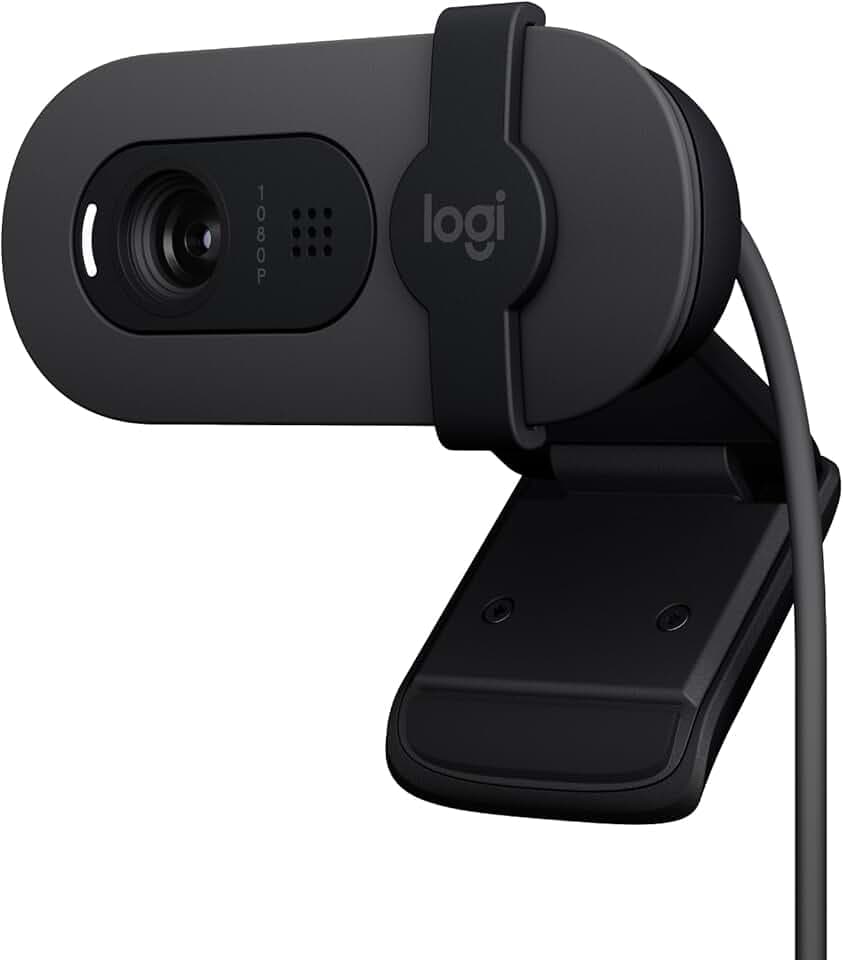 Logitech Brio 100 Webcam Full HD pour réunions/Streaming, équilibre Auto de l'éclairage, Micro intégré, volet de confidentialité, USB-A, pour Microsoft Teams, Google Meet, Zoom - Graphite