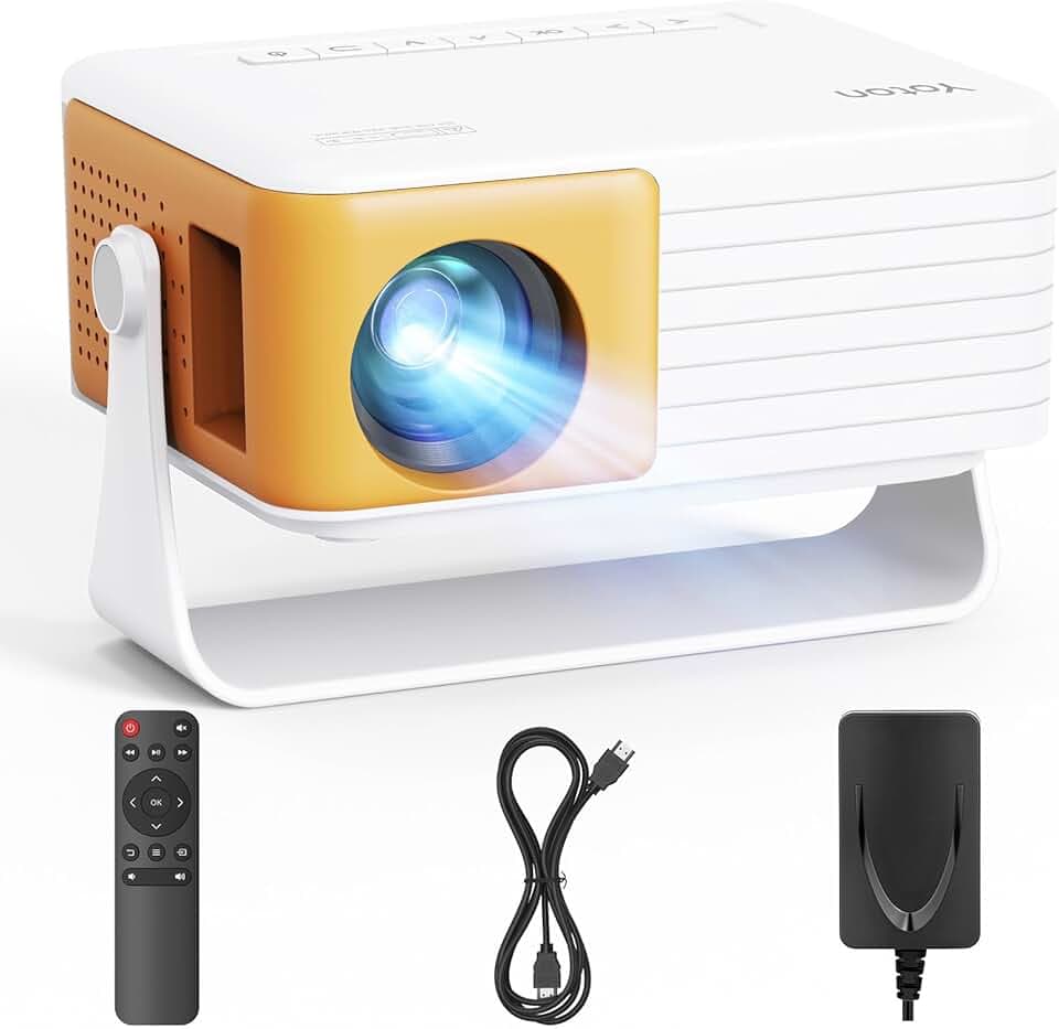 YOTON Mini Projecteur, Videoprojecteur 1080P Full HD Supportée, 200 ANSI, Zoom 50%, 2025 Upgraded Retroprojecteur Portable Compatible avec HDMI USB iOS Android Firestick PS5