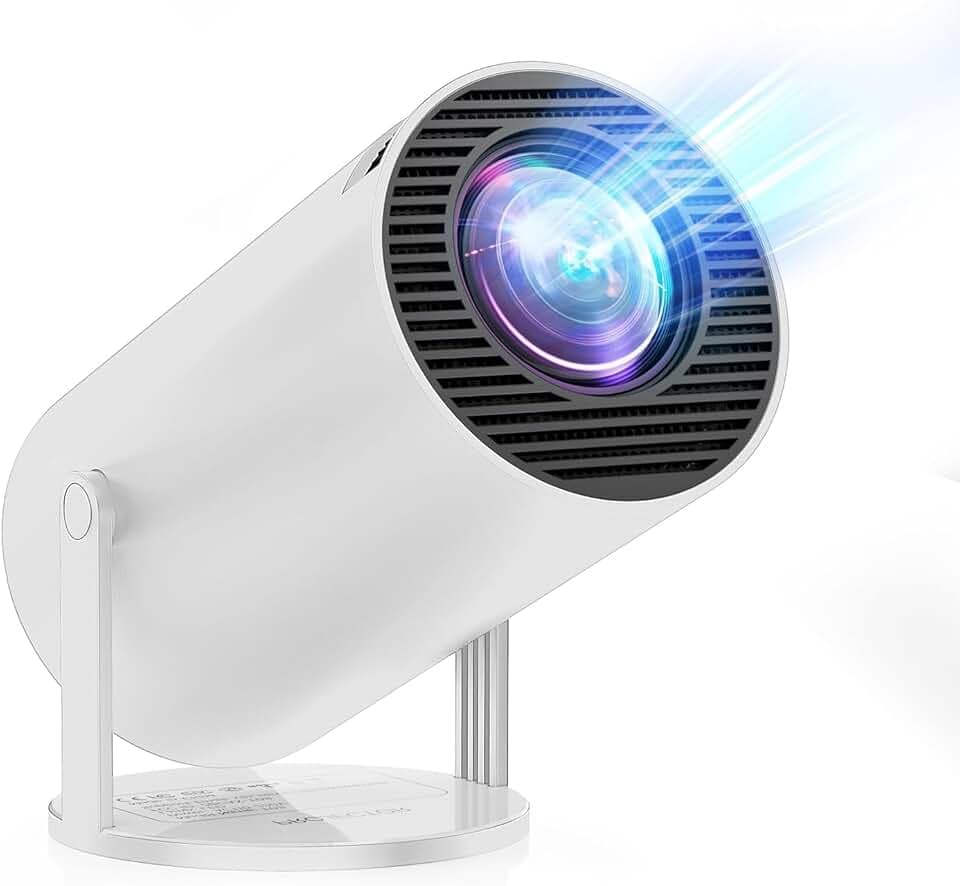 Videoprojecteur Mini Projecteur Portable 20000 Lumens 4K Supporte avec App Intégrée Android 11.0 WiFi 6 Bluetooth 5.4 Auto Keystone 180° Rotation pour Phone/HDMI/USB