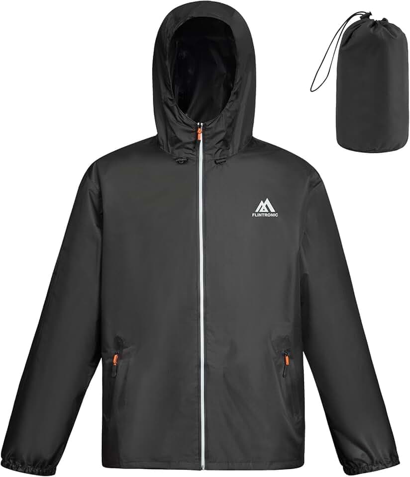 flintronic Veste Homme Impérmeable, Ciré imperméable, Légère Veste Running Homme, pour Sport Cyclisme Running Voyage