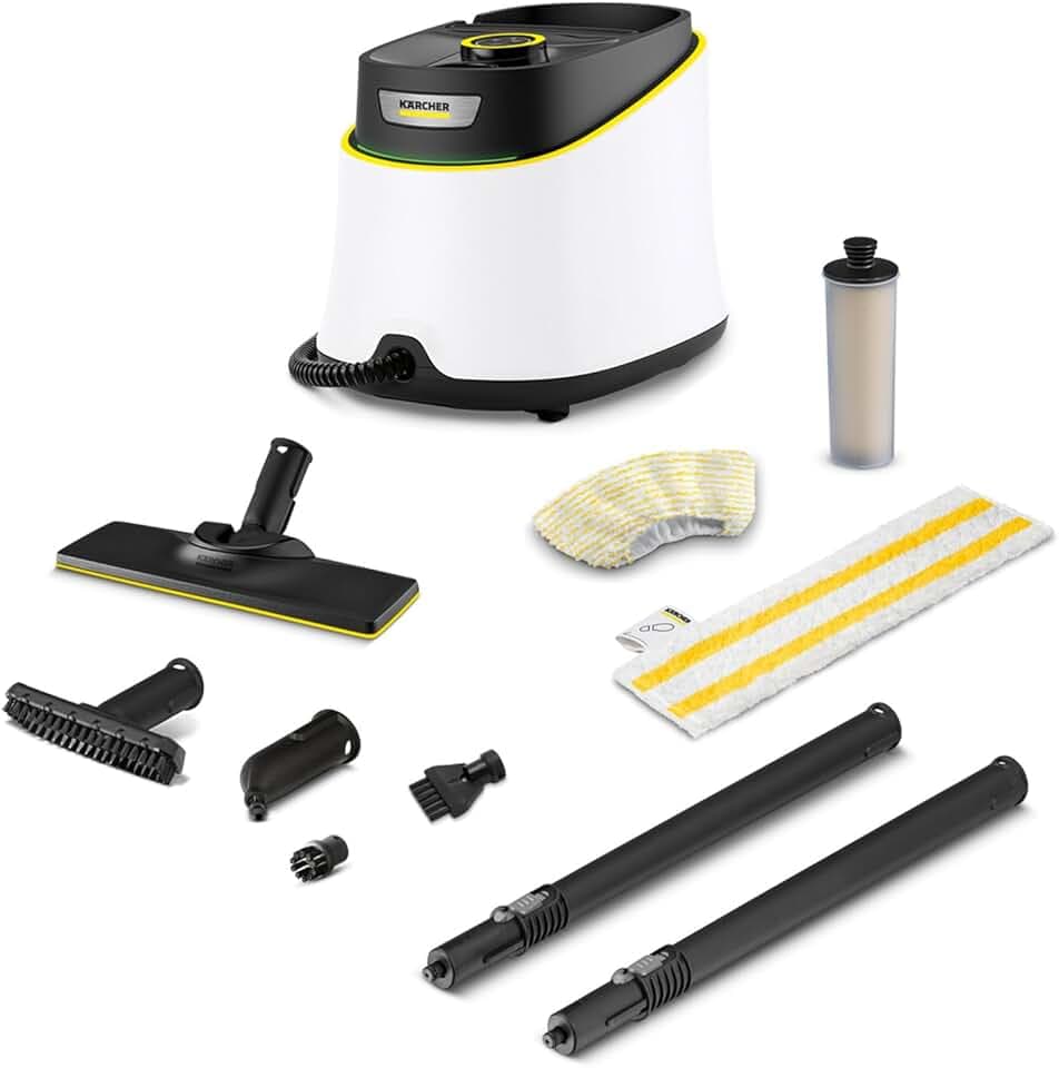 Kärcher Nettoyeur Vapeur SC 3 Deluxe, Pression Vapeur : 3,5 bar, Préchauffage : 30 s, Puissance : 1 900 W, Surface : 75 m², Réservoir : 1 l, avec Kit de Nettoyage de Sol, Buses et Brosse Ronde