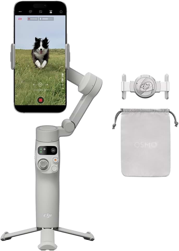 DJI Stabilisateur Nacelle Osmo Mobile 7 pour iPhone, Android, Trépied intégré, Ultra-léger, Nacelle pour téléphone à 3 Axes, ActiveTrack 7.0, ShotGuides, Édition en Un Seul clic