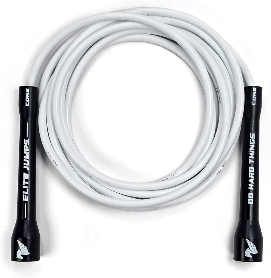 Elite Jumps Corde a Sauter Réglable pour Adultes – Corde de Fitness 6 mm en PVC avec Poignées Incassables & Rotation Fluide pour Cardio, Musculation & CrossFit – 305 cm