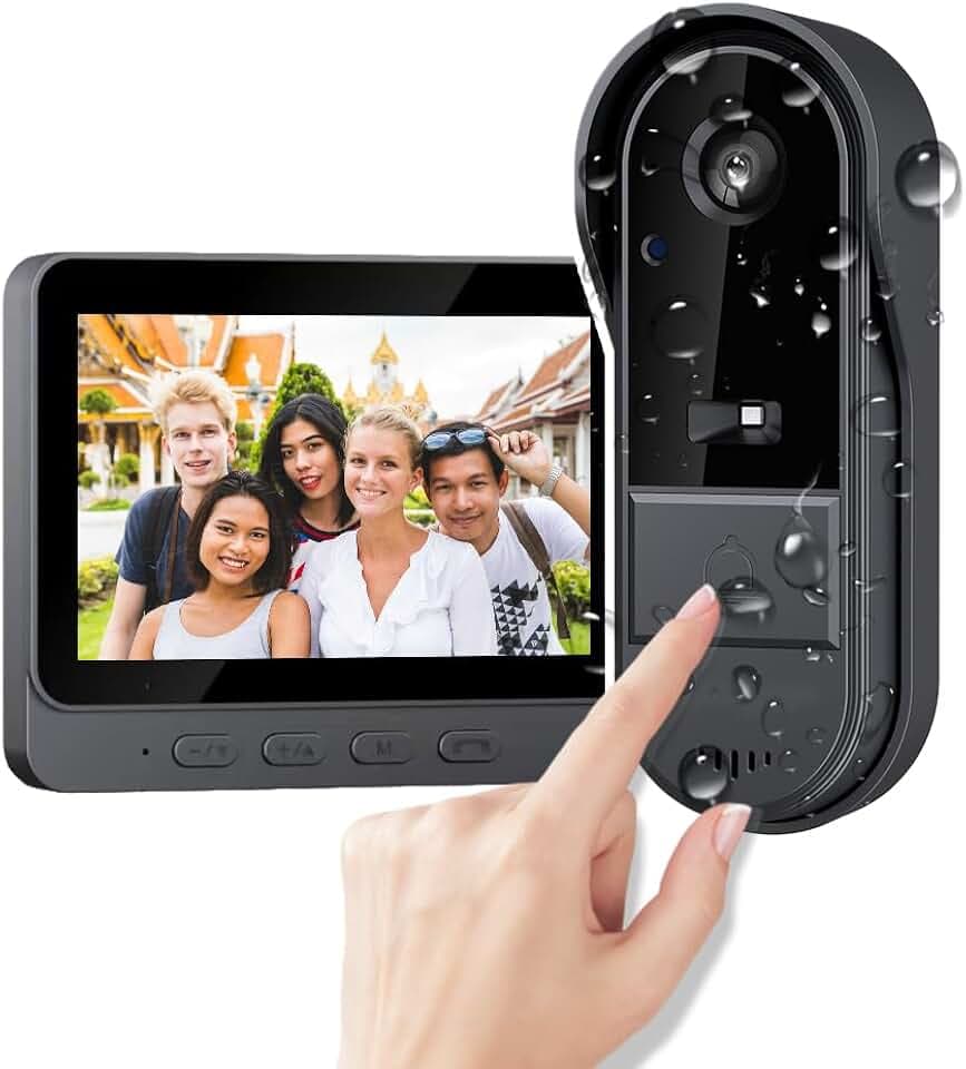 TKMARS Sonnette sans Fil avec Caméra 1080P Extérieur Étanche IP67, Visiophone Vidéo avec Écran IPS 4.3, Interphone Vidéo Angle de Vision 170, Portier Vidéo pour Maison, sans WiFi ni Application