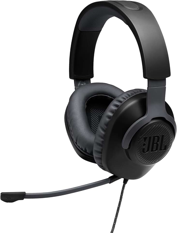 JBL Quantum 100 – Casque gaming filaire avec micro détachable – Accessoire gamer léger et confortable – Compatible avec plusieurs plateformes – Couleur : Noir