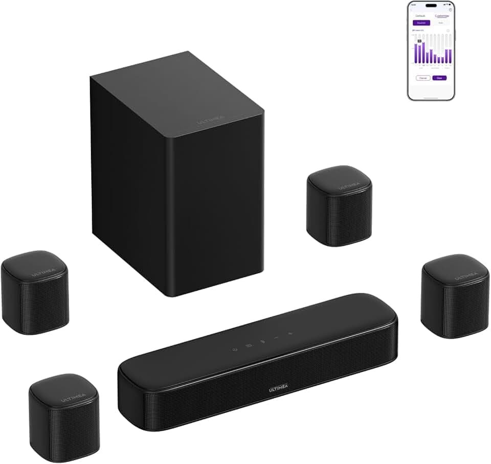 ULTIMEA 7.1ch Barre de Son TV Surround avec Caisson de Basses, Barre de Son avec 4 Haut-parleurs Surround, Max 330W, Système Audio Surround, HDMI Arc, Bluetooth® 6.0, Aura A40 Pro, Modèle 2026