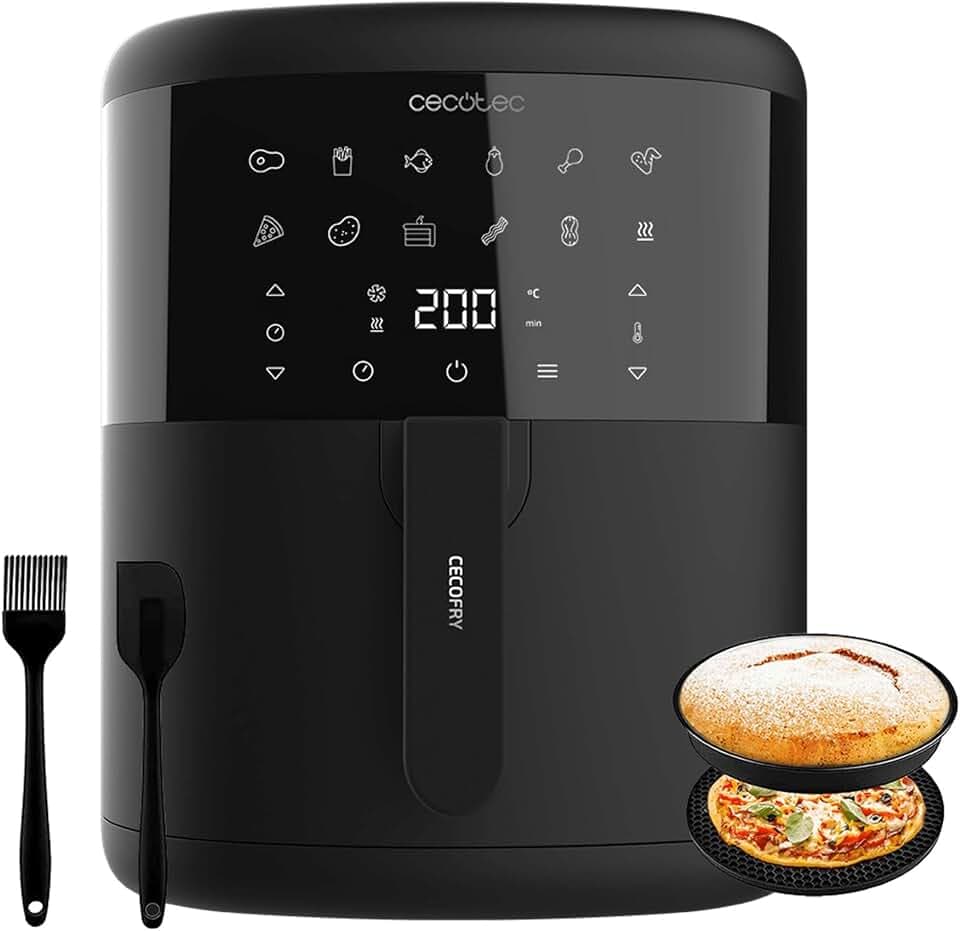 Cecotec Friteuse sans Huile de 6 L Cecofry Bombastik 6000 Full. Air Fryer de 1700 W, Technologie PerfectCook, Régulation de la Température et du Temps, Contrôle Tactile, 12 Modes, Accessoires