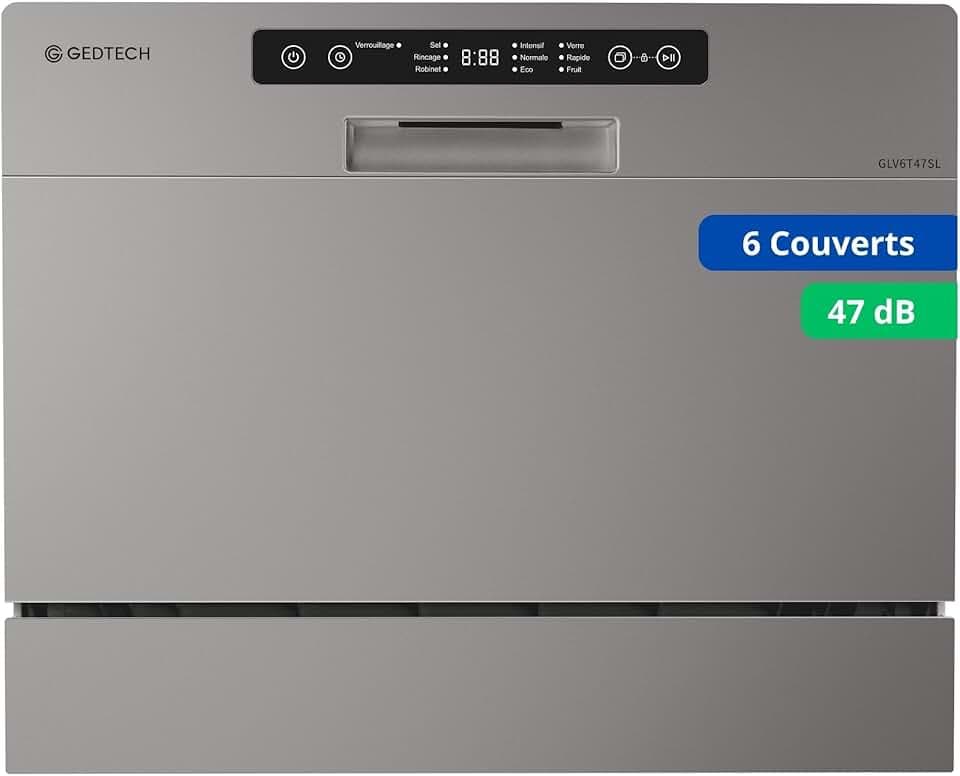 GEDTECH - Lave vaisselle Table Top GLV6T47SL - 6 couverts - 47 dB - Départ différé