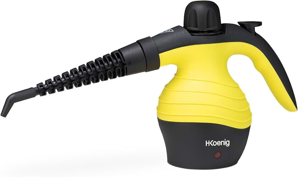 H.Koenig Nettoyeur Vapeur à Main 4,2 bars NV60, 250 ml, Portable, Portatif, Compact, Ergonomique, Puissant 1000W, 6 Accessoires Multi-usage