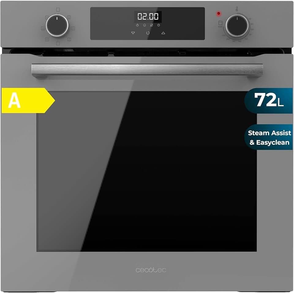 Cecotec Four Multifonction 60cm Bolero Hexa M226000 Glass Grey A. 2800W, 72L, 7 Fonctions, Mode Grill, Grill ventilé, Mode Convection, Defrost, Base vapeur X2, Steam EasyClean, Steam Assist