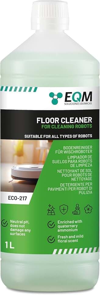 EQM - ECO-217 - Nettoyant de Sol pour Robots Laveurs - 1L - Concentré pour Tous Types d’Appareils - pH Neutre, Respecte les Matériaux - Parfum Floral