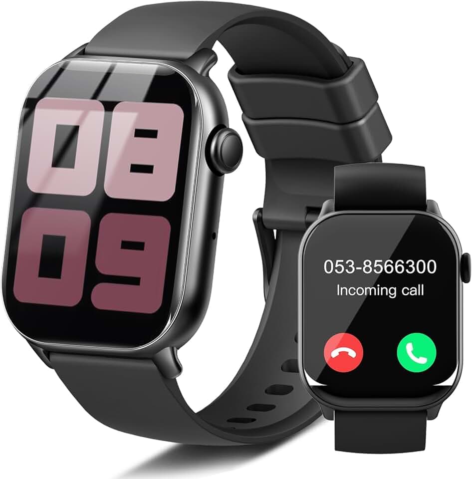 Montre Connectée Homme Femme, 1.96" Smartwatch Moniteur Sommeil Fréquence Cardiaque Podomètre, 110+ Sportifs, Montre Intelligente avec Appel Bluetooth, Etanche IP68 Montre Sport pour Android iOS, Noir