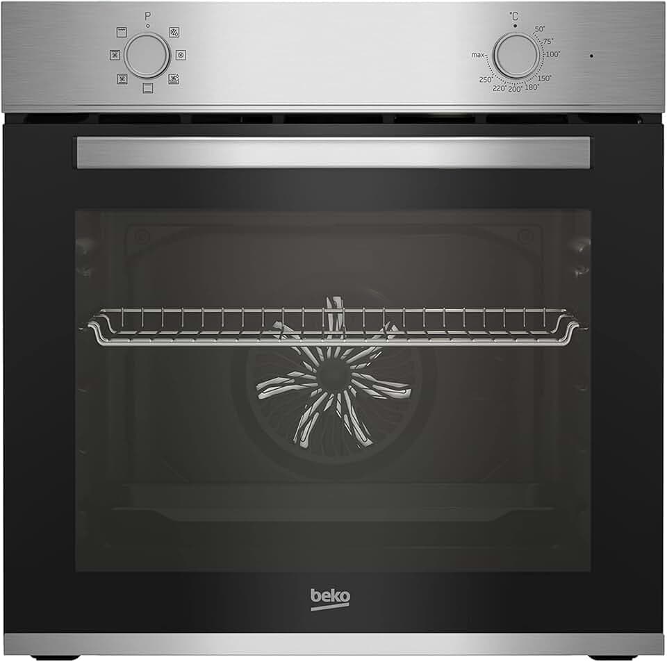Beko BBIE12000X Four encastrable - 66L, SteamShine, Éclairage halogène, 6 fonctions de cuisson, H x L x P (cm) : 59,5 x 59,4 x 56,7, Acier inoxydable, Classe A