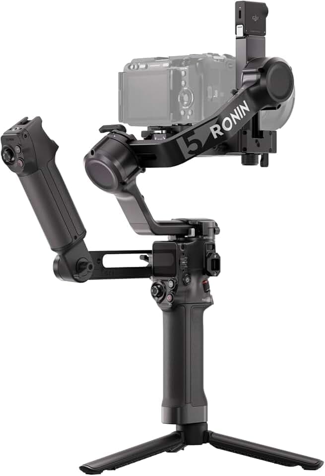 Bundle DJI RS 5, stabilisateur de nacelle pour caméra Canon/Sony/Panasonic/Nikon/Fujifilm, Suivi Intelligent, poignée de Mallette électronique, molettes de réglage précis, Nouvel indicateur d’axe Z