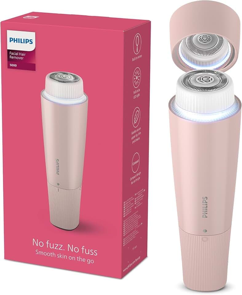 Philips Series 5000 - épilateur visage, épilateur individuel pour femme, sans fil et compact, avec tête hypoallergénique, épilation douce et rapide du visage, retouches faciles, modèle BRR454/00