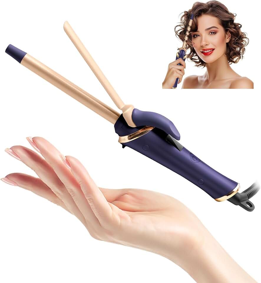 UMIGA Mini fer à friser, fer à cheveux 13mm pour cheveux courts, fer à boucler de voyage avec écran LCD, 5 températures réglables 120-200℃, fer à frisage double voltage avec pince