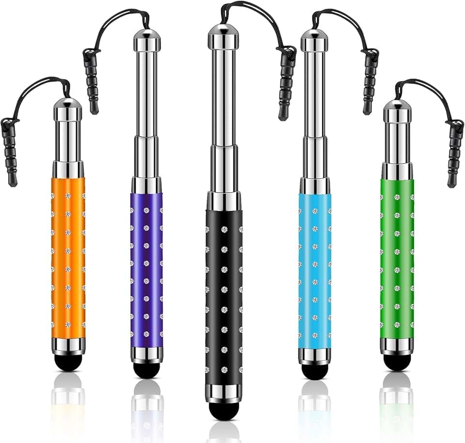 Weewooday 5 Stylets pour Écran Tactile Stylet Tactile capacitif Rétractables Stylo Capacitif Universel pour la Plupart des Appareils Intelligents, Téléphones