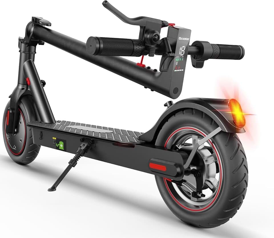 iScooter Trottinette électrique Pliable 8,5" pour Adolescents et Adultes, Moteur de 35O, autonomie 30 km, Max 25 km/h, Charge 100 kg, freinage Double, 3 Modes d'élocité, déplacements Quotidiens