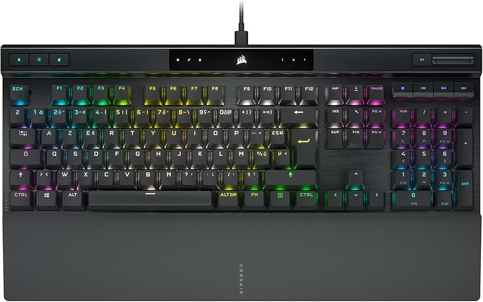 CORSAIR K70 RGB PRO Clavier de Jeu Mécanique Filaire – Interrupteurs Linéaires Cherry MX Red, SOCD, PBT Double-Shot Keycaps, 8000Hz Hyper-Polling, NKRO, Anti-Ghosting, Tournoi Switch, AZERTY FR – Noir