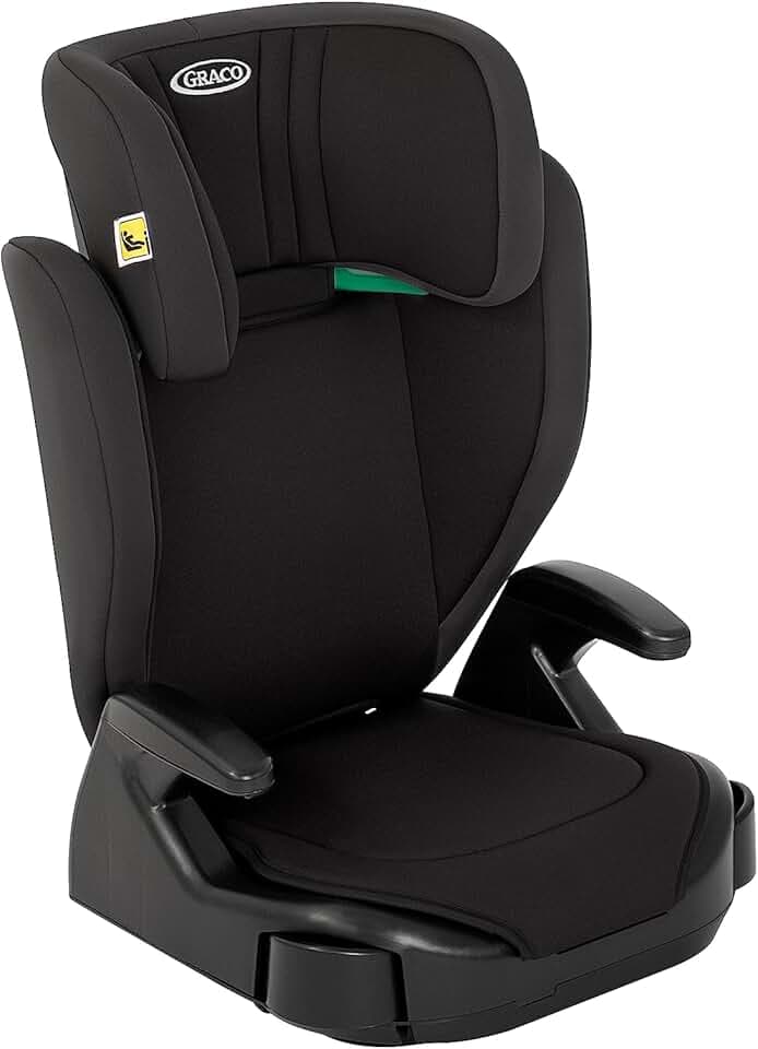 Graco Junior Maxi I-Size R129Rehausseur à Dossier Haut, env, 3,5-12 Ans (100-150 cm), Rehausseur de Siège pour enfant, Accoudoirs et Appui-Tête Réglables en Hauteur, Léger, avec Porte-Boisson, Noir