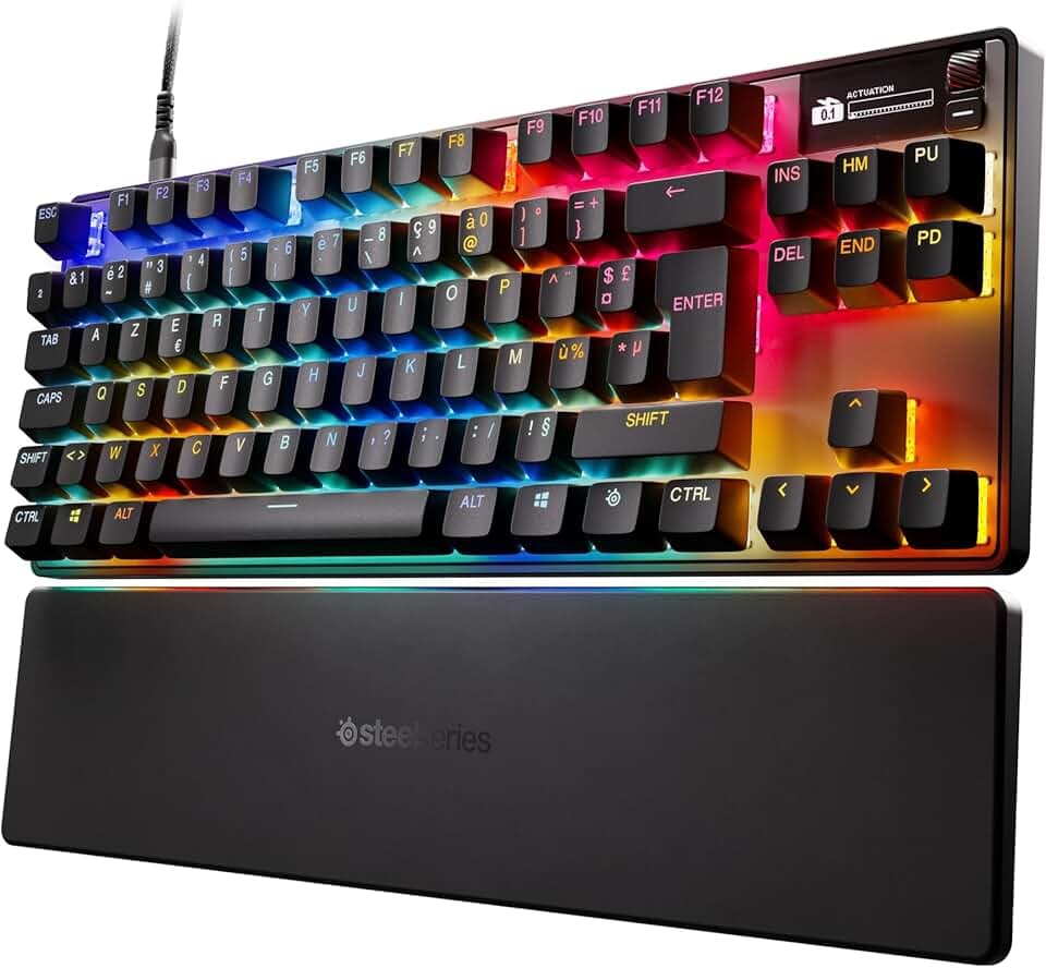 SteelSeries Apex Pro TKL Gen 3 - Clavier Gaming-HyperMagnetic - OmniPoint 3.0 - Actionnement Ajustable - Déclenchement Rapide-Préréglages prêts à Jouer - Toucher Rapide/SOCD - OLED -FR Layout AZERTY