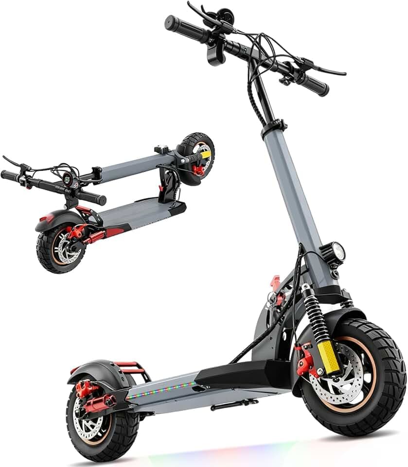 800W Trottinette Électrique Adulte - 10" Tout Terrain Trotinette Electrique Pliable Autonomie 30-40KM,Batterie 48V 12.5Ah Escooter Double Suspension Double Frein Scooter Charge 120kg
