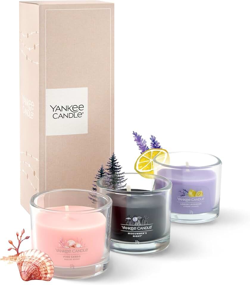 Yankee Candle Set de bougies parfumées | 3 bougies votives parfumées miniatures | Mélange de cire de soja | Cadeaux parfaits pour les femmes