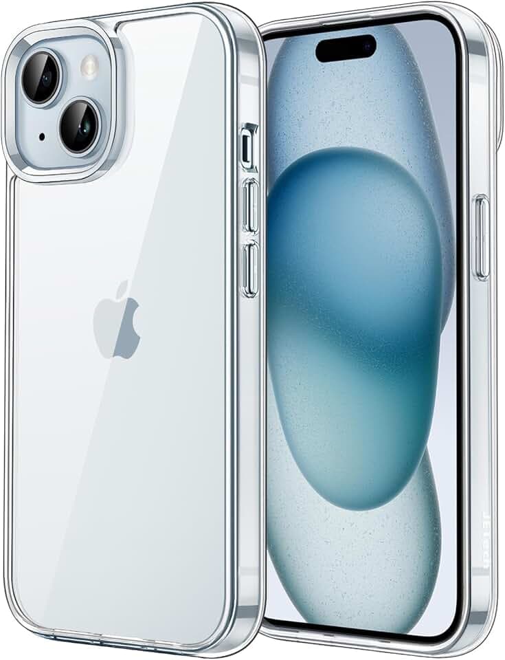 JETech Coque pour iPhone 15 6,1 Pouces, Anti-Jaunissement Étui de Protection Antichoc, Housse Anti-Rayures Dos Transparente (Transparente)