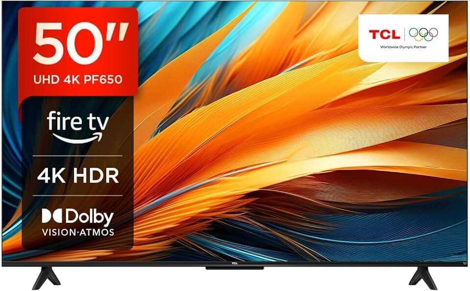 TCL 50PF650 50 Pouces 4K Ultra HD, HDR TV, Smart LED Fire TV (Dolby Vision, Dolby Atmos, DTS, HDR 10, Airplay2, Miracast)