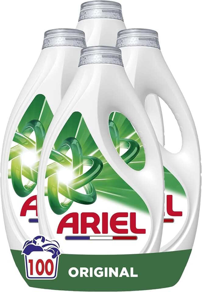 Ariel Original Lessive Liquide, 100 Lavages, Action Détachante En 1 Seul Lavage, Impeccable Même A Froid, Fabriqué En France