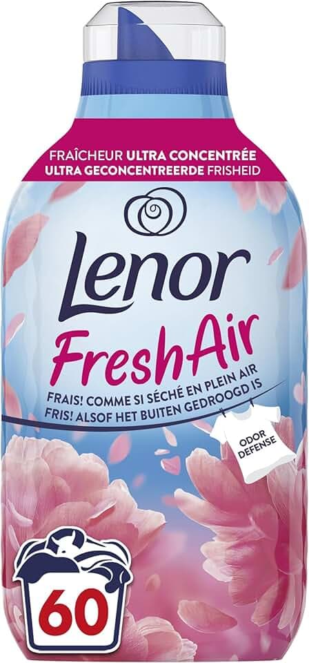 Lenor Fresh Air Adoucissant 60 Lavages (840ml), Parfum Jardins En Fleurs, Protection Anti-Odeurs, Fraîcheur Ultra Concentrée, Fabriqué En France