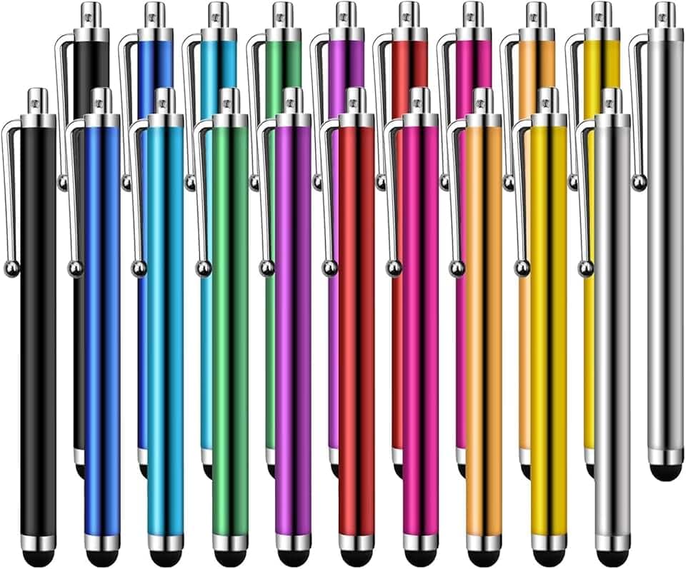 20 Pièces Stylet Stylo, Stylet Tablette Universels Capacitifs pour Écran Tactile pour Samsung Galaxy Mi et Tous Téléphone Tablet avec Écran Tactile Capacitif, Plusieurs Couleurs