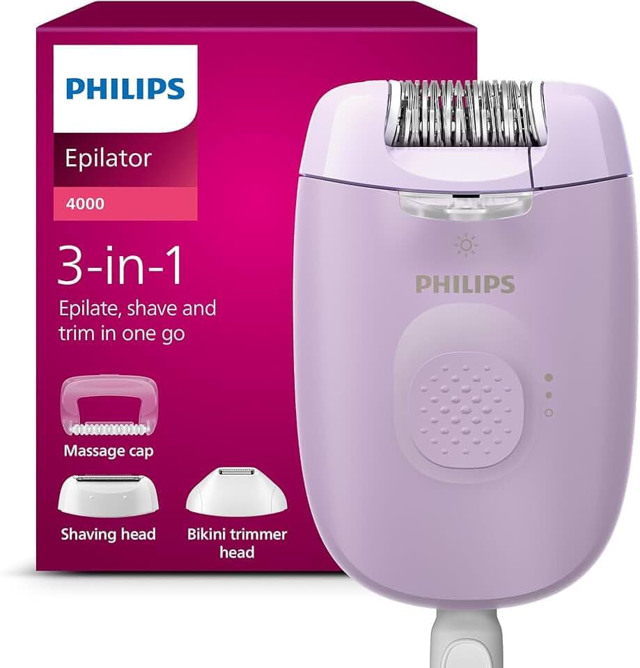 Philips épilateur série 4000 – épilateur filaire pour le corps et le maillot, épilation, rasage et tondeuse pour femmes, modèle BRE257/00