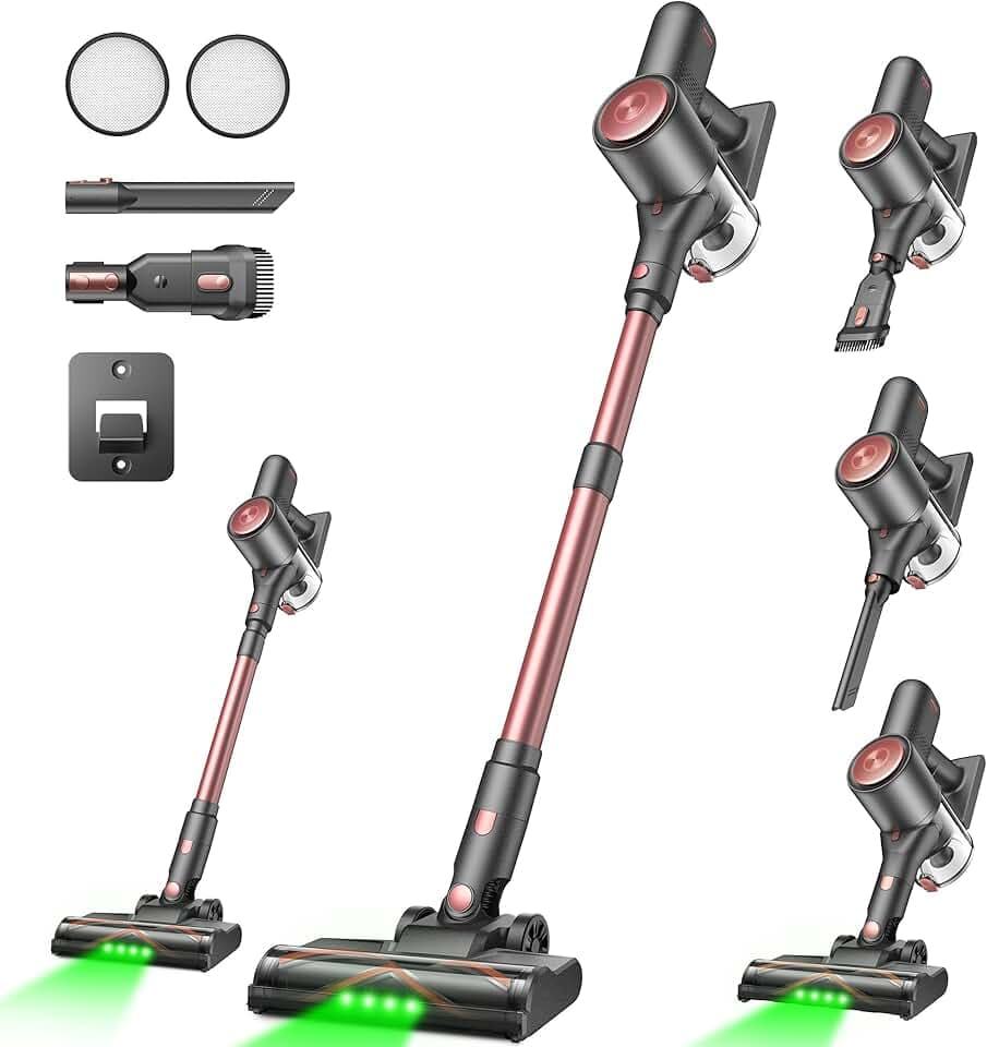 Vexilar V10 Pro Aspirateur Balai sans Fil, 450W/45Kpa/50 Mins Aspirateur sans Fil Puissant, Brosse Anti-Emmêlement,télescopique Léger Aspirateur Balai pour Tapis,Poils Animaux, Sol Dur et Voiture