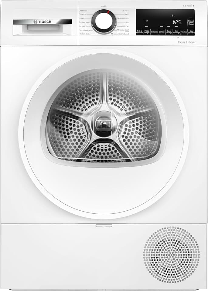 Bosch WQG1420DFR, Série 6, Sèche linge, Pompe à chaleur, 9 kg, Blanc