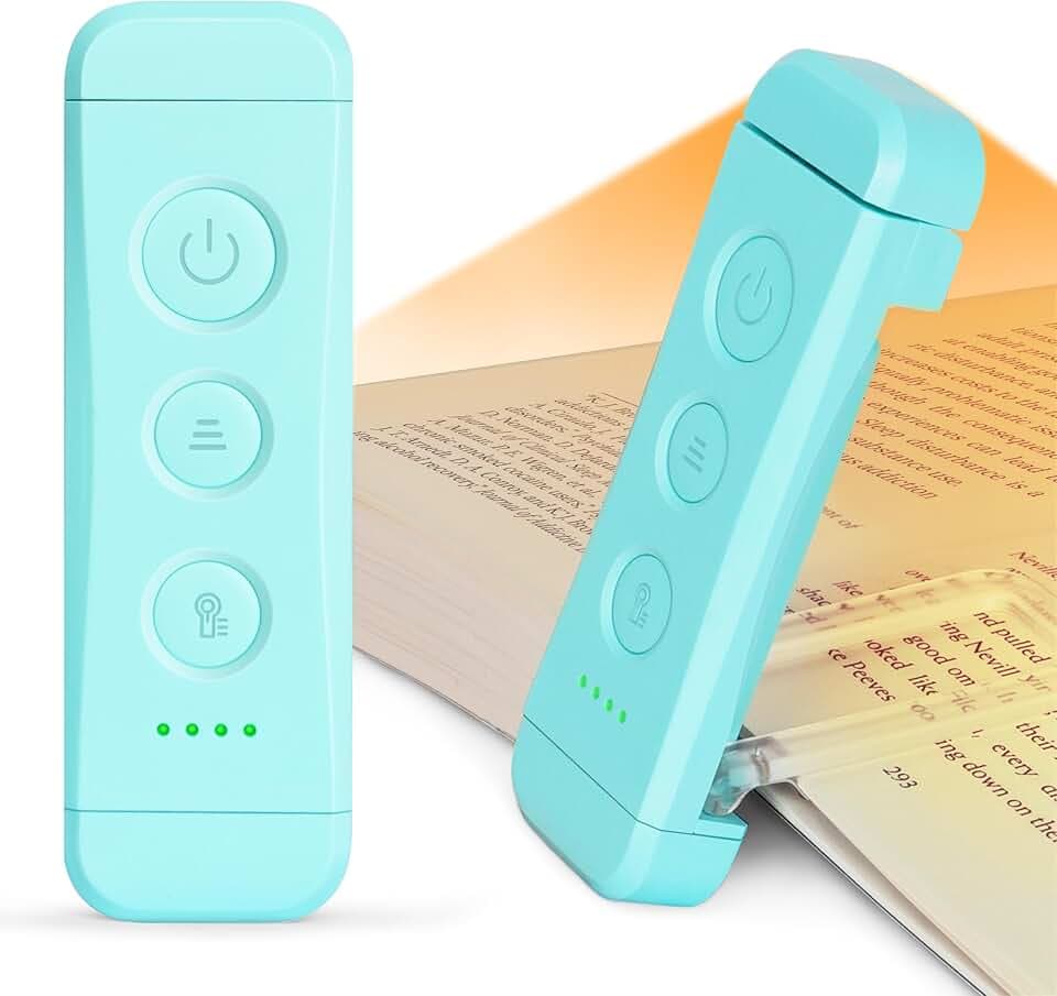 Glocusent Lampe de Lecture Rechargeable, Lampe Lecture au Lit, 3 Couleurs Chaudes X 5 Réglages de Luminosité, Compacte et Durable, Cadeau pour les Liseuse Lampe de Lecture Certifié ClimatePartner