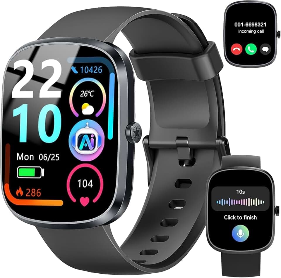 IA Montre Connectée Homme Femme avec ChatGPT, 1.91''Smartwatch avec Appel Bluetooth, Etanche IP68 Montre Sport Podometre Cardiofrequencemetre Sommeil, 120+Sportifs Montre Intelligente pour Android iOS