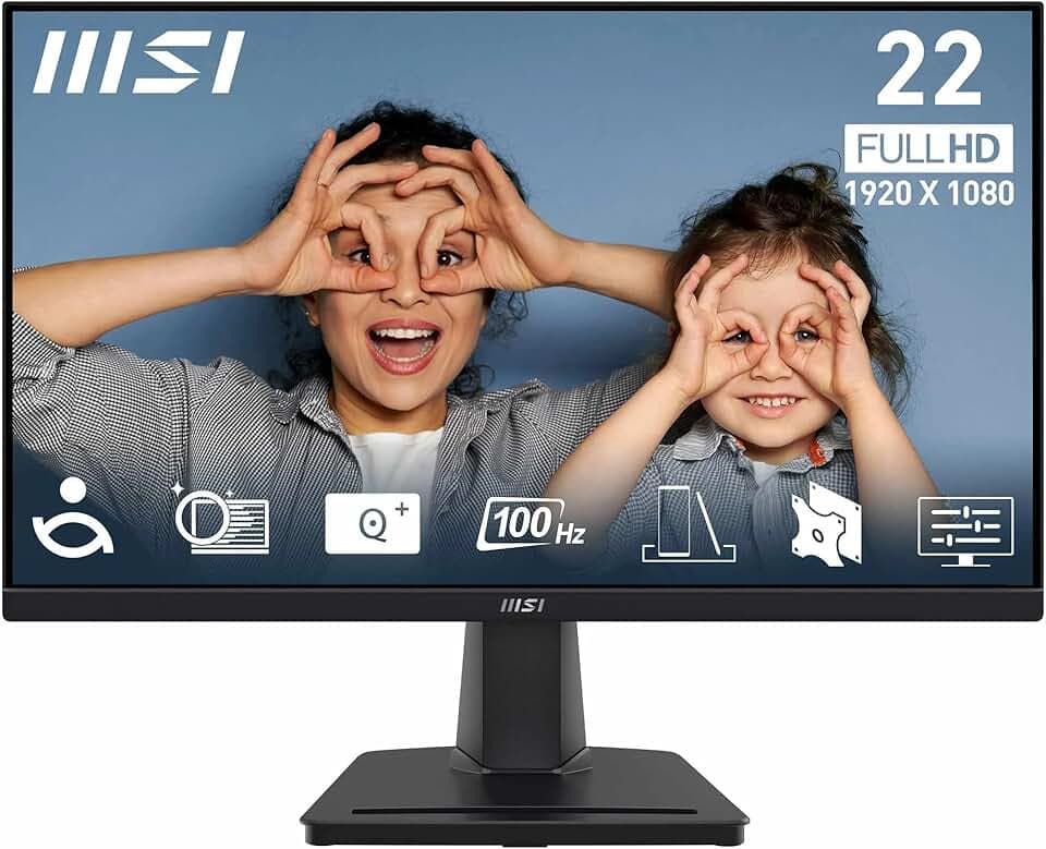MSI Pro MP225V Écran bureautique 22'' Full HD- Dalle VA 1920 x 1080, 100 Hz, Respectueux des Yeux, Réglable en Inclinaison - HDMI™, VGA
