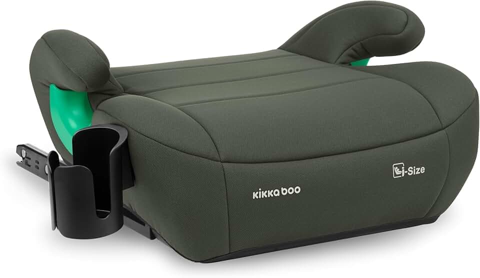 KikkaBoo Rehausseur Voiture Enfant ISOFIX i-POP, i-Size 125-150 cm, Groupe 3, 7-12 Ans, 22-36 kg, Siège Auto, Vert Militaire