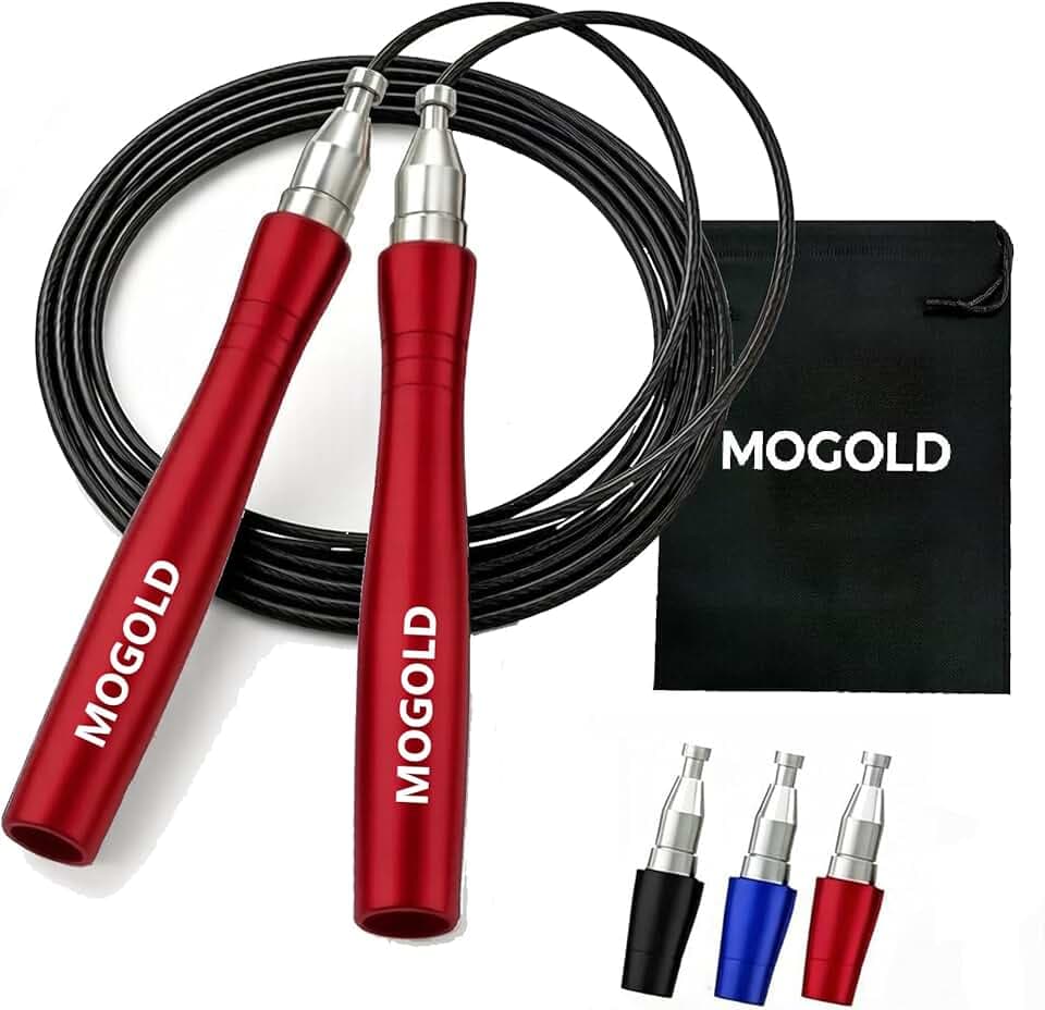 Corde à sauter de vitesse pour homme/femme - Qualité supérieure - Sans nœuds - Design autobloquant sans vis - Cordes de vitesse pour boxe/crosffit/double-unders - Corde à sauter pour