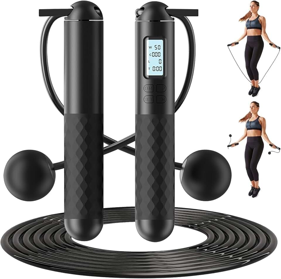 Corde à Sauter avec Compteur,Corde a Sauter Sans Fil Sport,Jump Rope Réglable avec Compteur Calories et Minuterie LCD écran Montrant,pour Fitness Adulte,Enfant(noir)