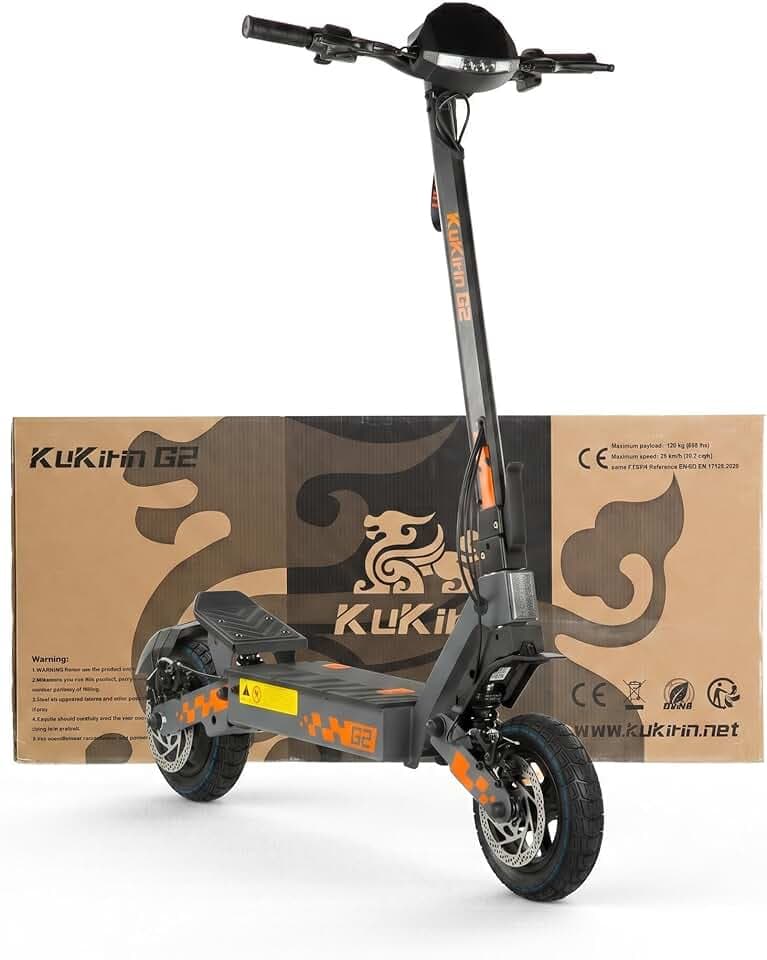 KUKIRIN G2 Trottinette Électrique Adulte, Batterie 48V 15,6Ah, Jusqu’à 55 km, Pneus Tubeless 10 Pouces, Double Suspension, Double Frein à Disque, Écran Couleur Tactile, Pliable