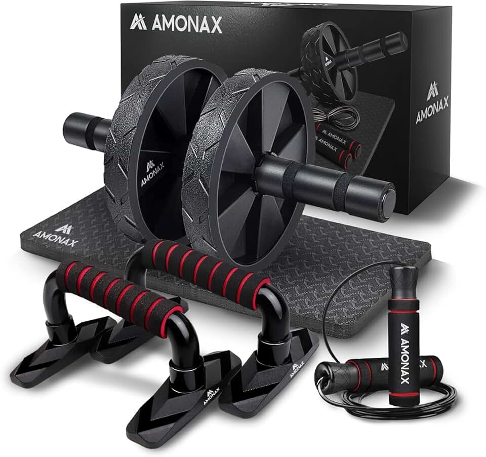 Amonax Roue Abdominale Convertible, Ab Roller Wheel, Roulette Abdominaux Exercice pour Abdominaux, Roue de Fitness pour Musculation Sport Maison Materiel pour Homme Femme